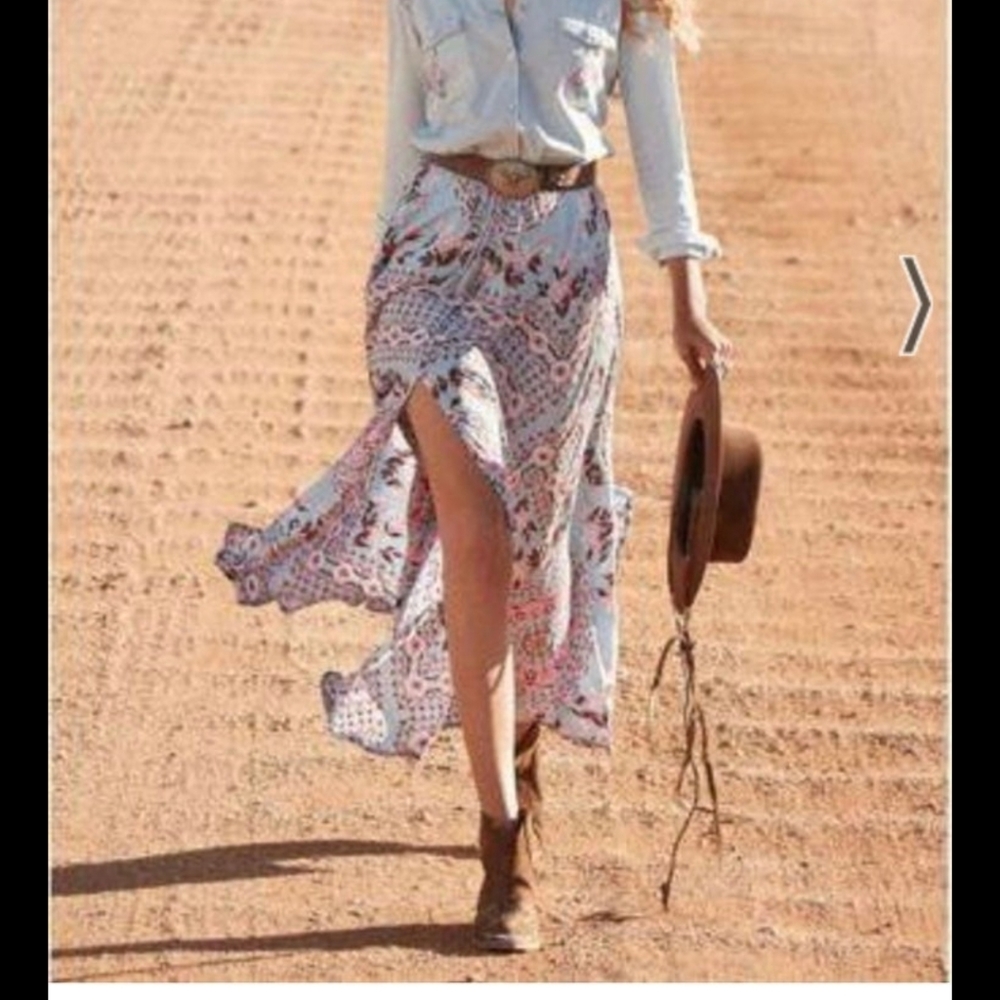 Spell And The Gypsy Pandora Long Skirt In Aquarium Blue SIZE SMALL
